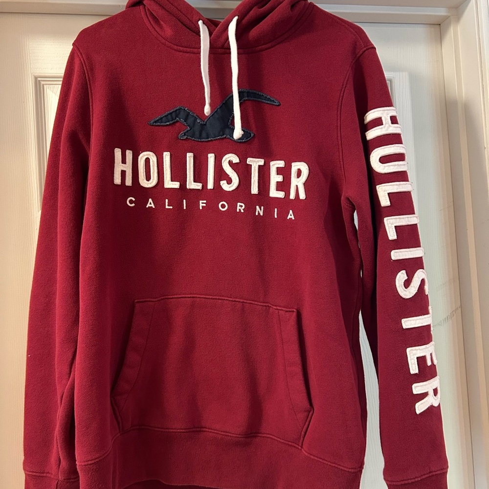 Hollister Men's Burgundy Hoodie